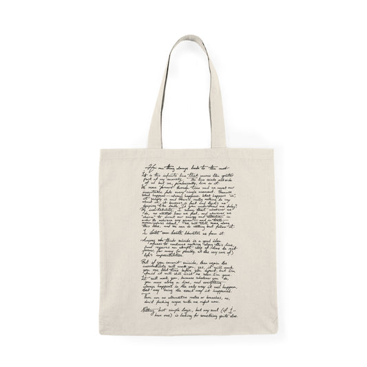 tote bag with a letter from me